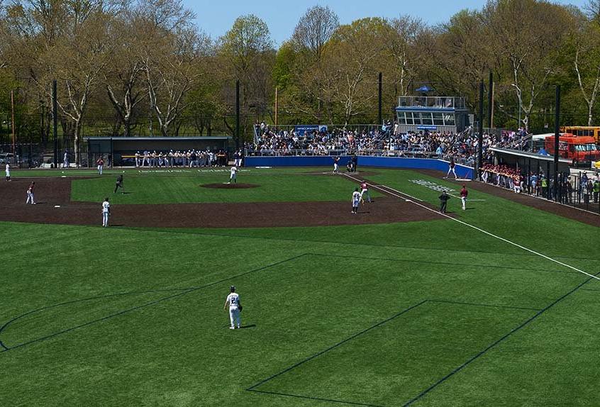 Baseball action on Roventini field