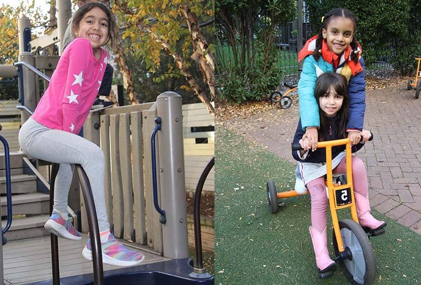 Lower School After School play - children on bike and bar